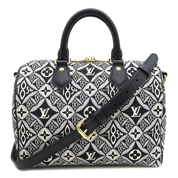 Speedy Bandouliere 25 Monogram Jacquard Navy Boston Bag Gold Metal Fittings - Picture 1 of 7